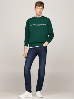 Bluzy Dresowe & Z Kapturem*Tommy Hilfiger Bluza Z Okrągłym Dekoltem Z Logo ORNAMENTAL GREEN