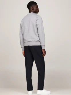 Bluzy Dresowe & Z Kapturem*Tommy Hilfiger Bluza Z Okrągłym Dekoltem Z Logo MEDIUM GREY HEATHER