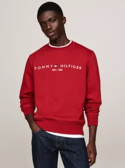 Bluzy Dresowe & Z Kapturem*Tommy Hilfiger Bluza Z Okrągłym Dekoltem Z Logo DARK MAGMA
