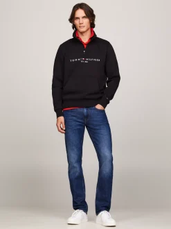 Bluzy Dresowe & Z Kapturem*Tommy Hilfiger Bluza Z Półgolfem I Zamkiem Do 1/4 Długości BLACK