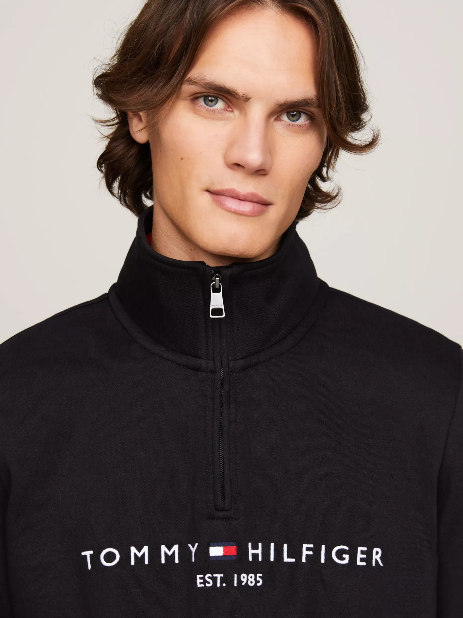 Bluzy Dresowe & Z Kapturem*Tommy Hilfiger Bluza Z Półgolfem I Zamkiem Do 1/4 Długości BLACK