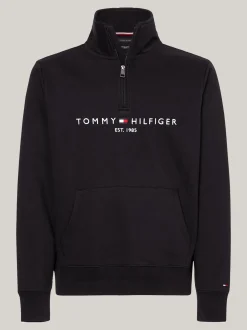 Bluzy Dresowe & Z Kapturem*Tommy Hilfiger Bluza Z Półgolfem I Zamkiem Do 1/4 Długości BLACK