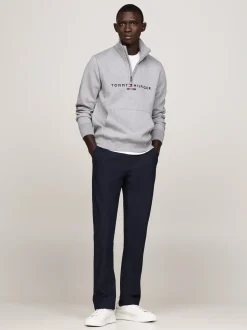 Bluzy Dresowe & Z Kapturem*Tommy Hilfiger Bluza Z Półgolfem I Zamkiem Do 1/4 Długości MEDIUM GREY HEATHER