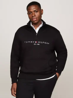 Bluzy Dresowe & Z Kapturem*Tommy Hilfiger Bluza Z Półgolfem Z Kolekcji Plus BLACK