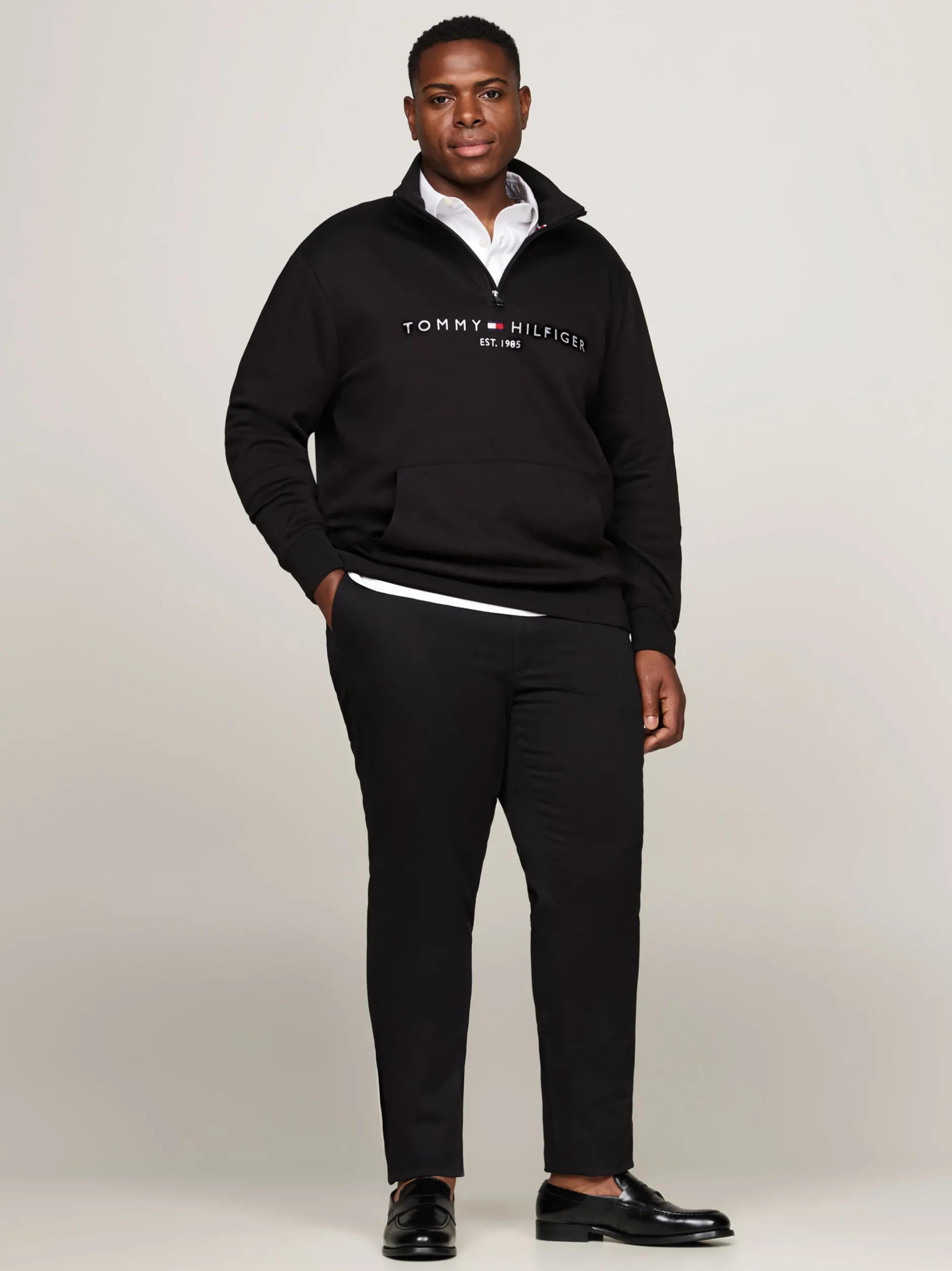 Bluzy Dresowe & Z Kapturem*Tommy Hilfiger Bluza Z Półgolfem Z Kolekcji Plus BLACK