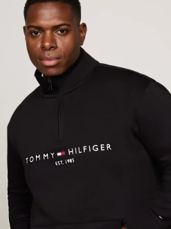 Bluzy Dresowe & Z Kapturem*Tommy Hilfiger Bluza Z Półgolfem Z Kolekcji Plus BLACK