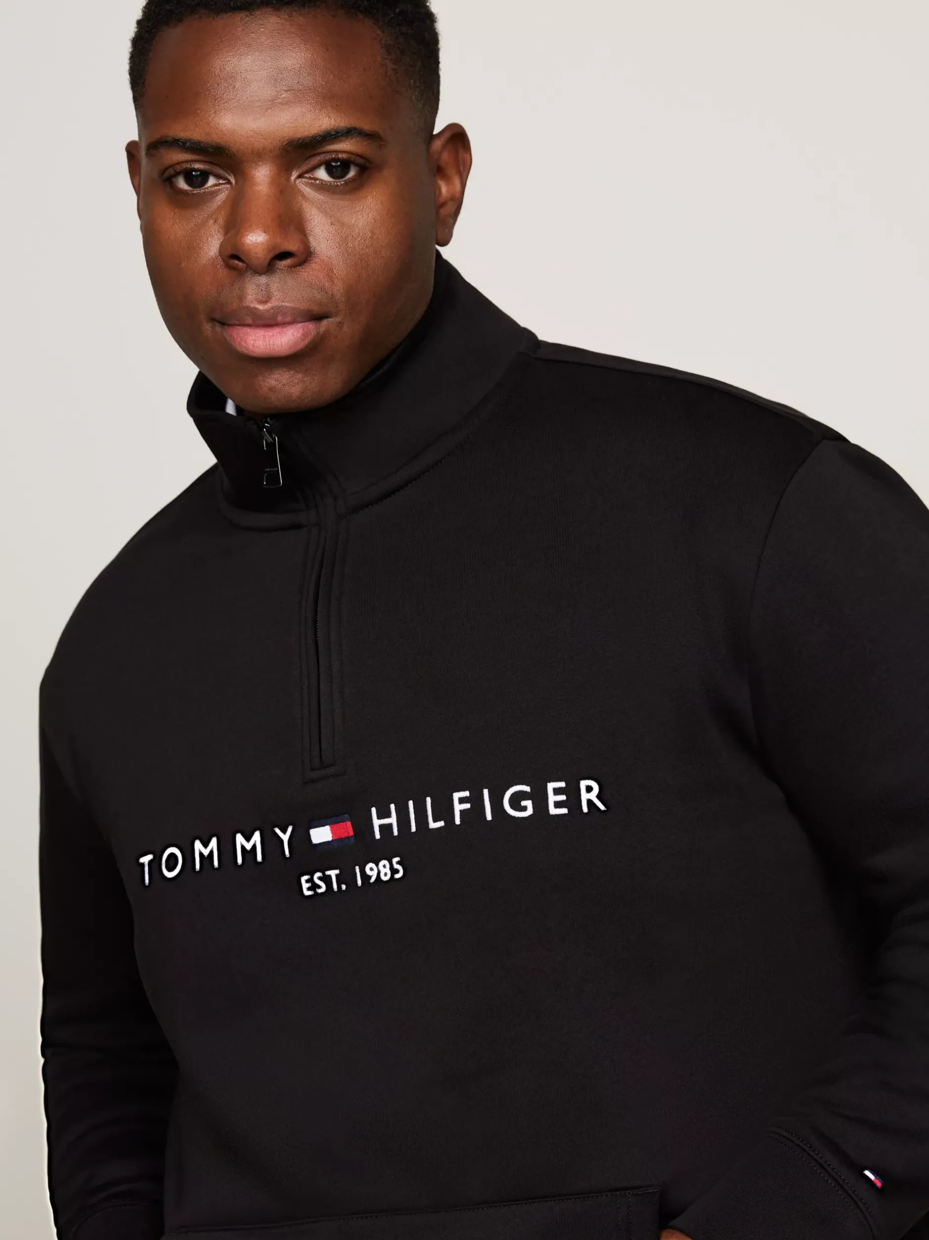Bluzy Dresowe & Z Kapturem*Tommy Hilfiger Bluza Z Półgolfem Z Kolekcji Plus BLACK