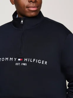 Bluzy Dresowe & Z Kapturem*Tommy Hilfiger Bluza Z Półgolfem Z Kolekcji Plus DESERT SKY