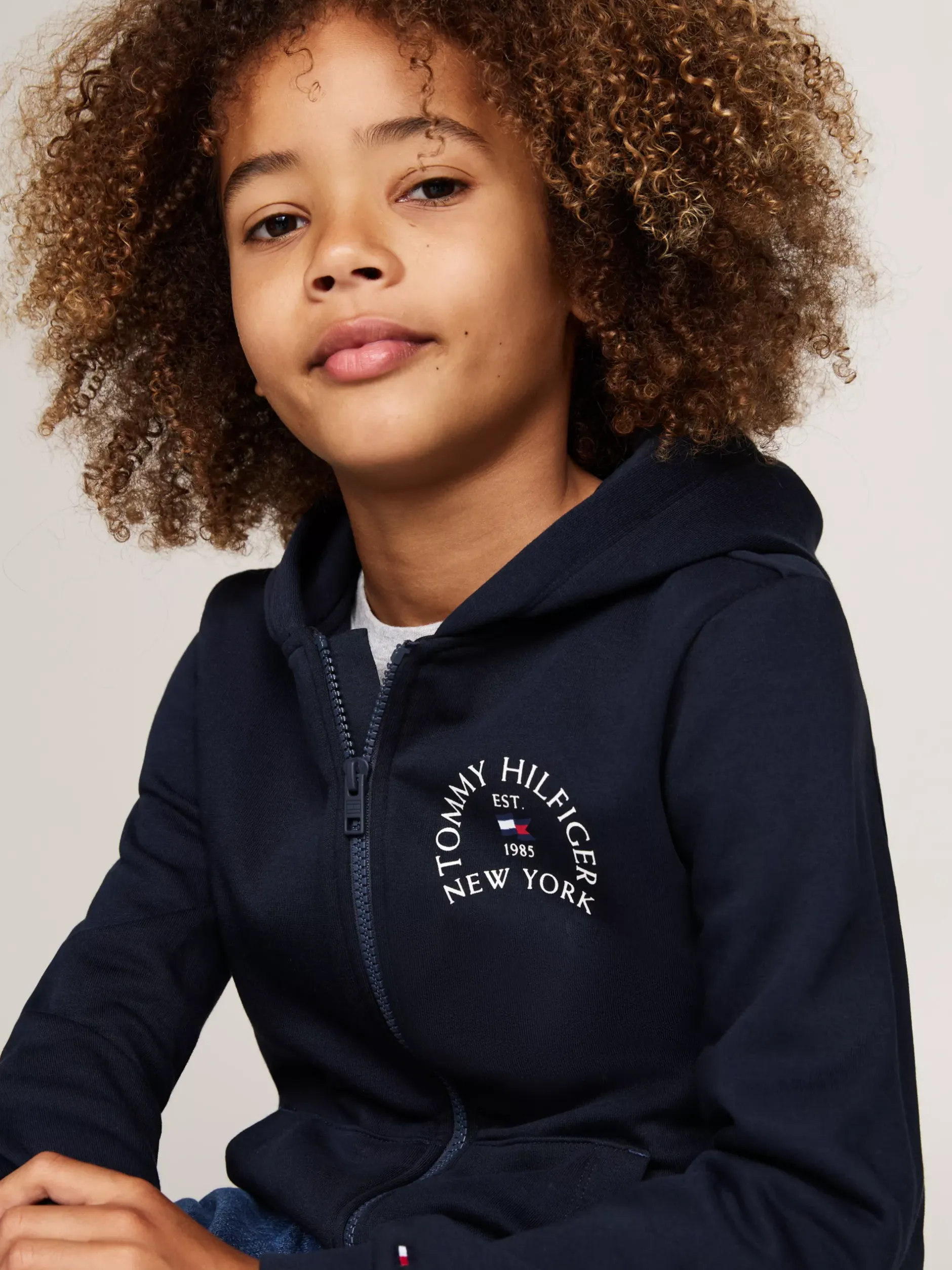 Bluzy Dresowe I Z Kapturem*Tommy Hilfiger Bluza Z Polaru Z Kapturem DESERT SKY