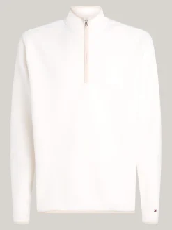 Bluzy Dresowe & Z Kapturem*Tommy Hilfiger Bluza Z Teksturowanej Dzianiny Z Zamkiem IVORY PETAL