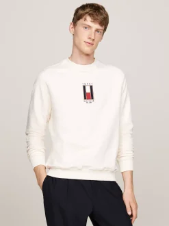 Bluzy Dresowe & Z Kapturem*Tommy Hilfiger Bluza Z Wyszywanym Pionowym Logo IVORY PETAL