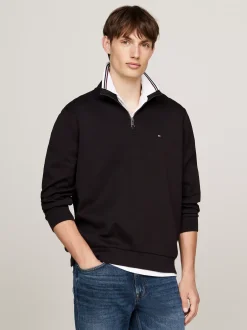 Bluzy Dresowe & Z Kapturem*Tommy Hilfiger Bluza Z Zapięciem Na Zamek Do 1/4 Długości BLACK