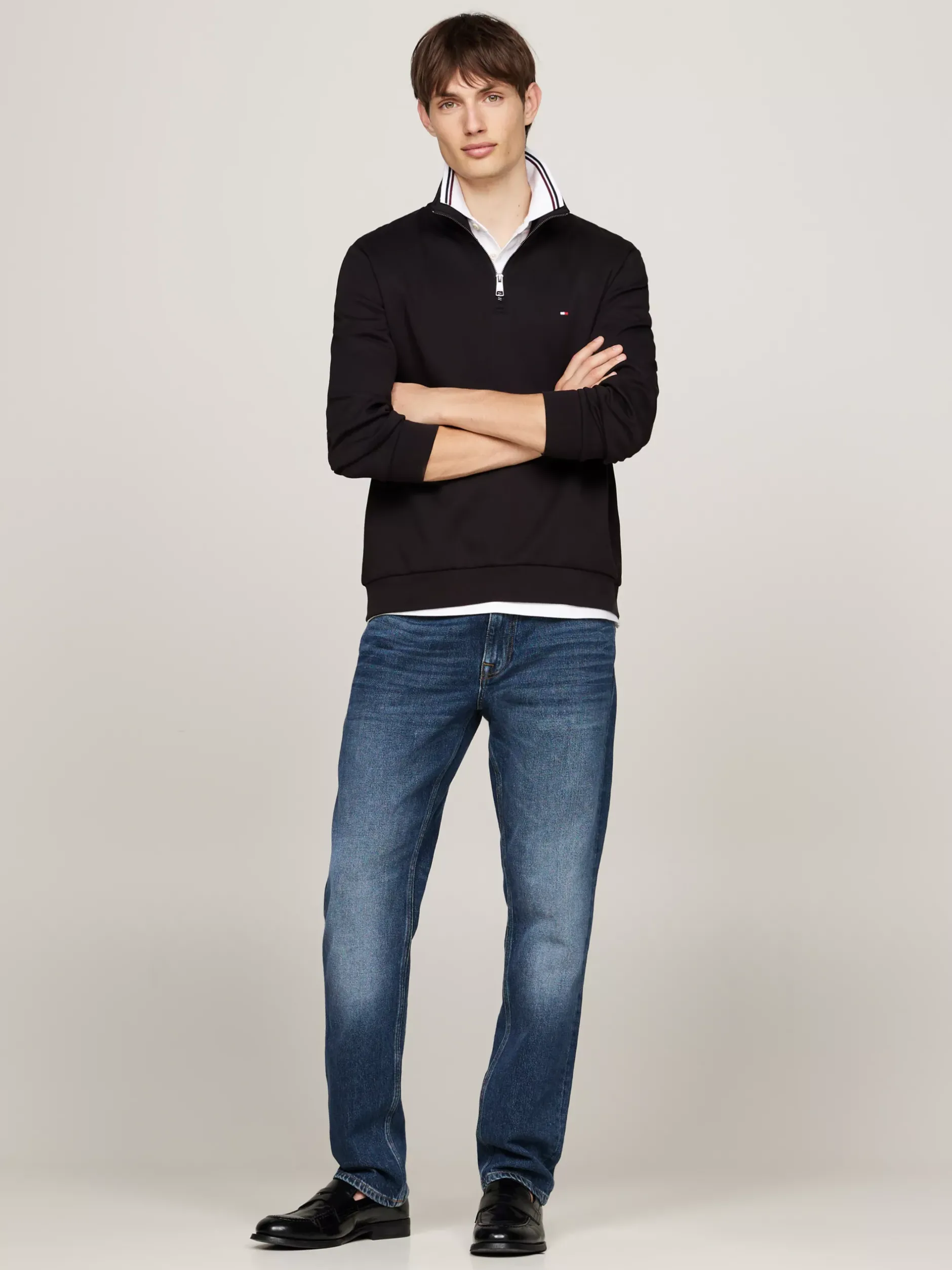 Bluzy Dresowe & Z Kapturem*Tommy Hilfiger Bluza Z Zapięciem Na Zamek Do 1/4 Długości BLACK