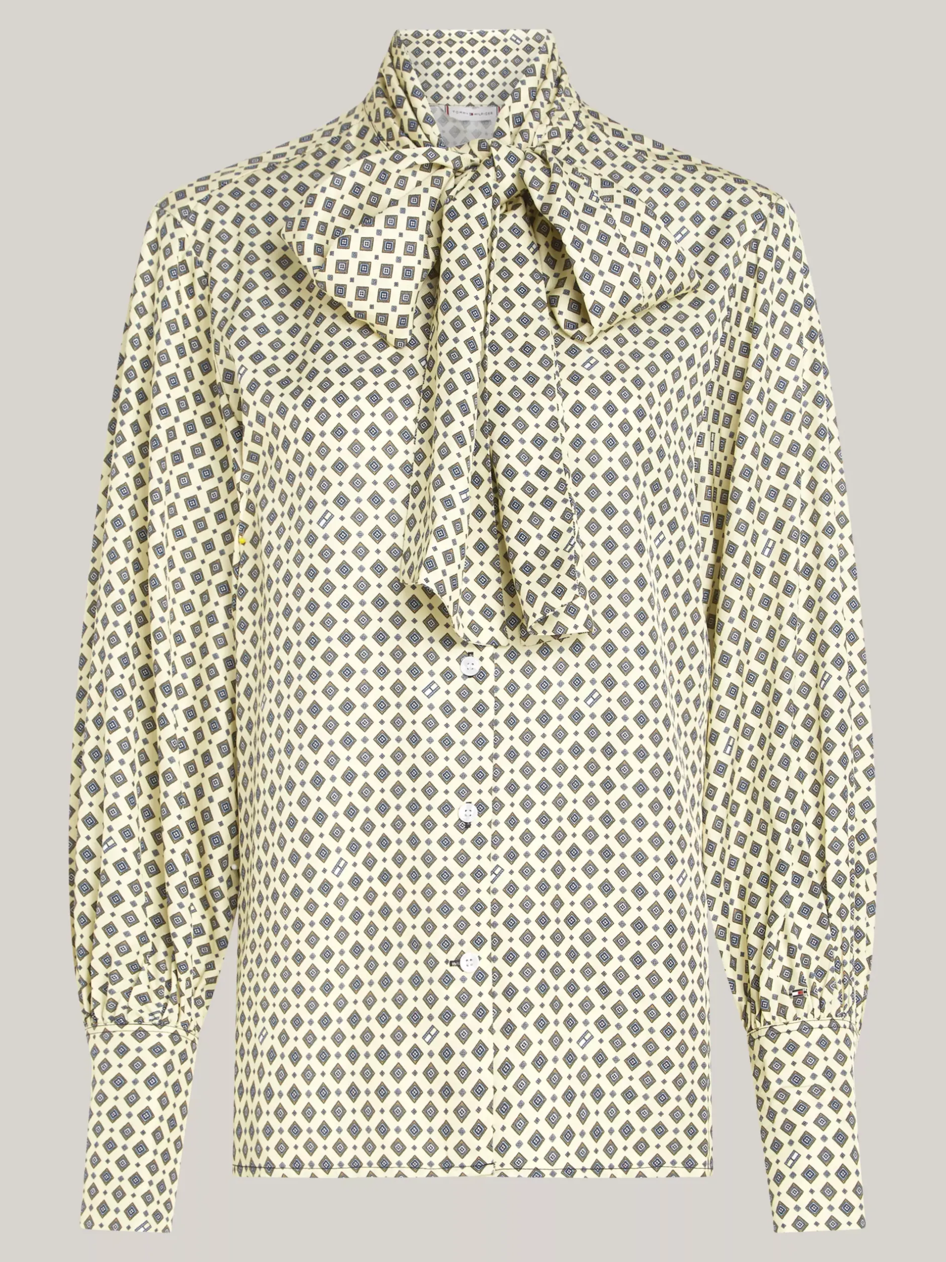 Koszule & Bluzki*Tommy Hilfiger Bluzka Curve W Apaszkowy Wzór Z Wiązaniem HERITAGE FOULARD/ LEMON ZEST