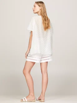 Koszule & Bluzki*Tommy Hilfiger Bluzka O Luźnym Kroju Z Metalicznym Haftem FIL COUPE WHITE/ GOLD