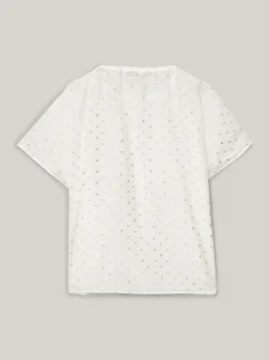 Koszule & Bluzki*Tommy Hilfiger Bluzka O Luźnym Kroju Z Metalicznym Haftem FIL COUPE WHITE/ GOLD