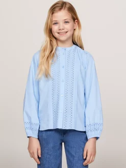 Topy I T-Shirty*Tommy Hilfiger Bluzka Z Haftem Angielskim O Luźnym Kroju VESSEL BLUE