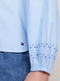 Topy I T-Shirty*Tommy Hilfiger Bluzka Z Haftem Angielskim O Luźnym Kroju VESSEL BLUE