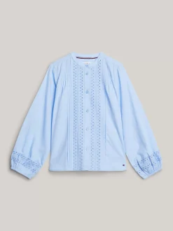 Topy I T-Shirty*Tommy Hilfiger Bluzka Z Haftem Angielskim O Luźnym Kroju VESSEL BLUE