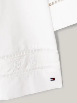 Koszule & Bluzki*Tommy Hilfiger Bluzka Z Haftem Angielskim I Monogramem TH TH OPTIC WHITE