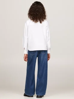 Topy I T-Shirty*Tommy Hilfiger Bluzka Z Kołnierzykiem Z Falbanką WHITE