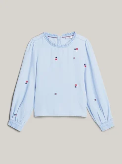 Topy I T-Shirty*Tommy Hilfiger Bluzka Z Tkaniny Chambray Z Kwiatowym Wzorem DENIM MEDIUM