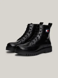 Sznurowane Botki|Botki*Tommy Hilfiger Botki Z Lakierowanej Skóry Z Protektorem BLACK