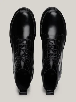 Sznurowane Botki|Botki*Tommy Hilfiger Botki Z Lakierowanej Skóry Z Protektorem BLACK