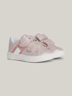 Obuwie I Akcesoria*Tommy Hilfiger Brokatowe Buty Sportowe Z Zapięciem Na Rzep PINK