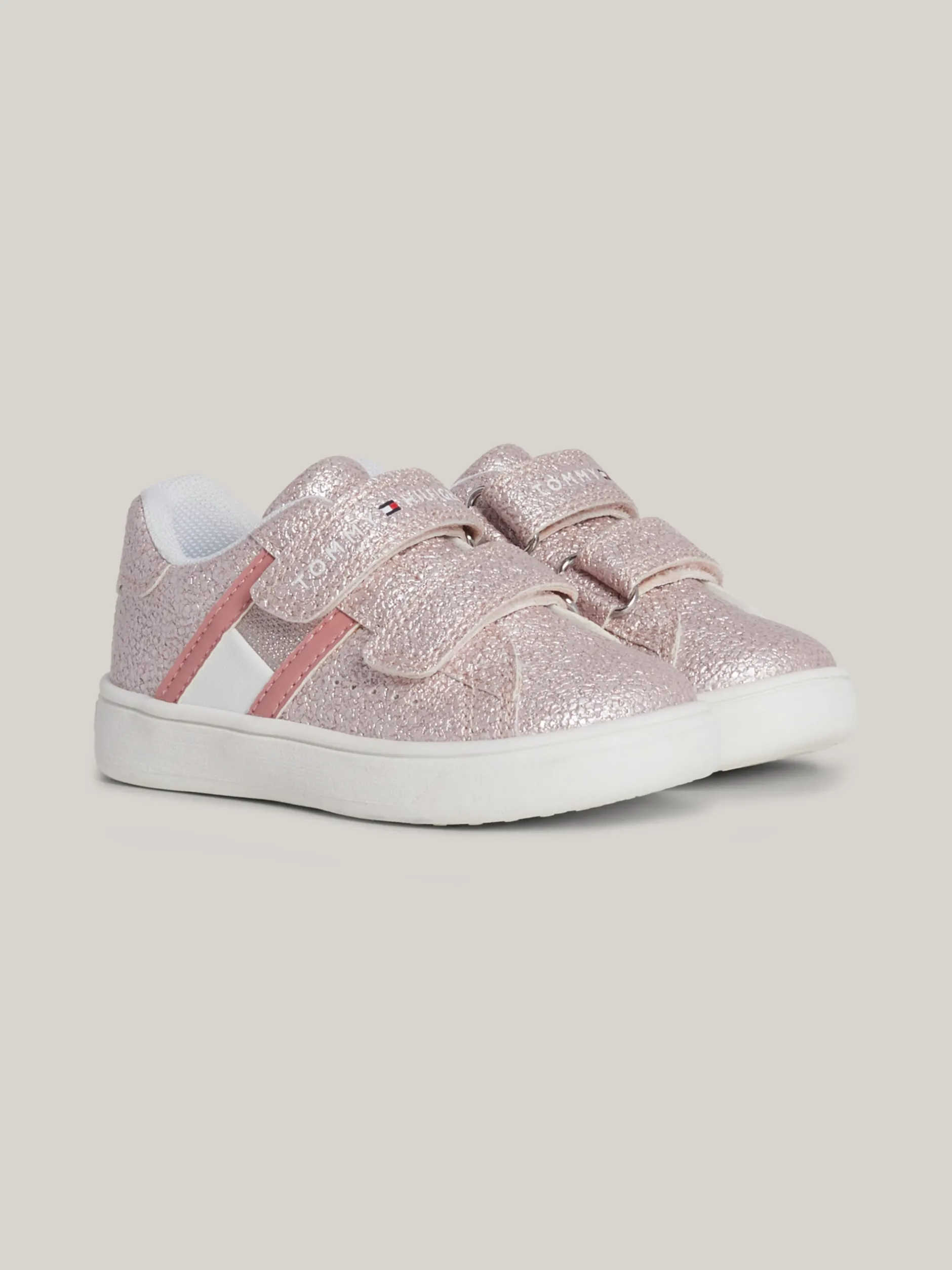 Obuwie I Akcesoria*Tommy Hilfiger Brokatowe Buty Sportowe Z Zapięciem Na Rzep PINK