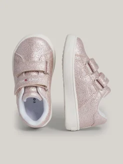 Obuwie I Akcesoria*Tommy Hilfiger Brokatowe Buty Sportowe Z Zapięciem Na Rzep PINK