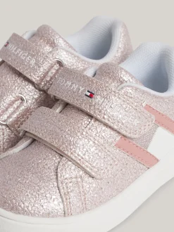 Obuwie I Akcesoria*Tommy Hilfiger Brokatowe Buty Sportowe Z Zapięciem Na Rzep PINK