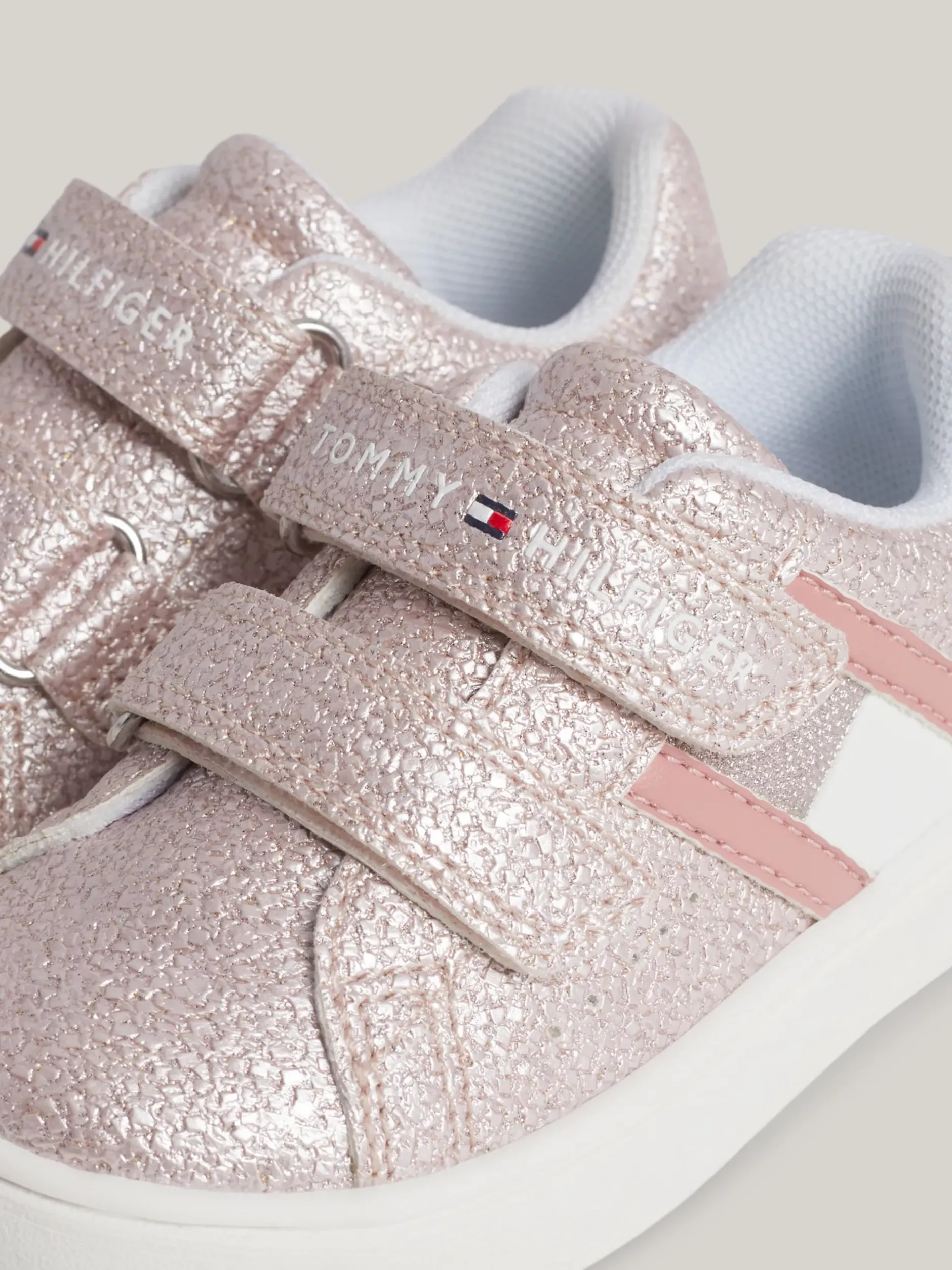 Obuwie I Akcesoria*Tommy Hilfiger Brokatowe Buty Sportowe Z Zapięciem Na Rzep PINK