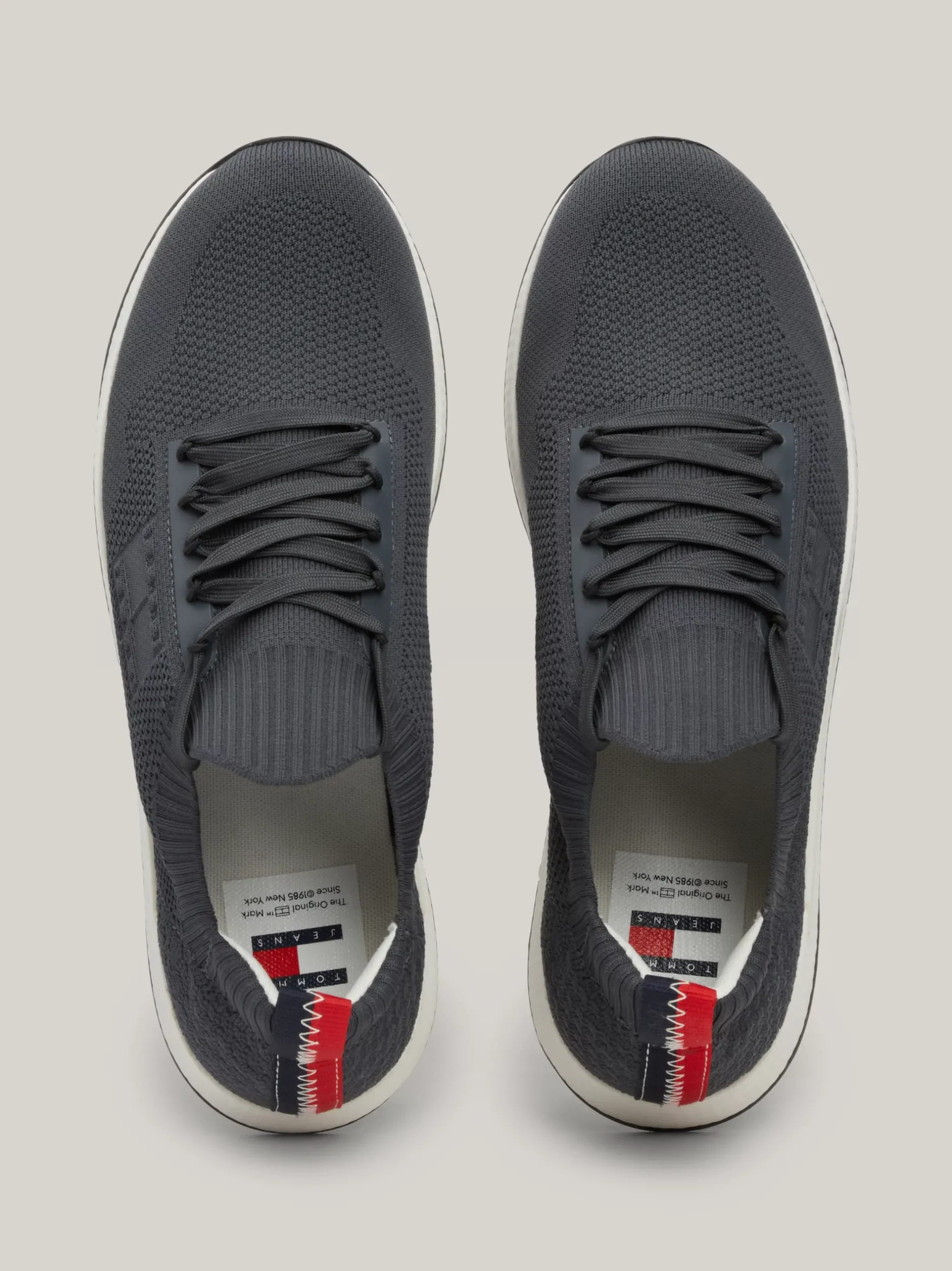 Sneakersy*Tommy Hilfiger Buty Do Biegania Z Dzianinową Cholewką NEW CHARCOAL