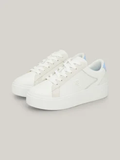 Sneakersy*Tommy Hilfiger Buty Sportowe Casual Chic Na Platformie ECRU/VESSEL BLUE