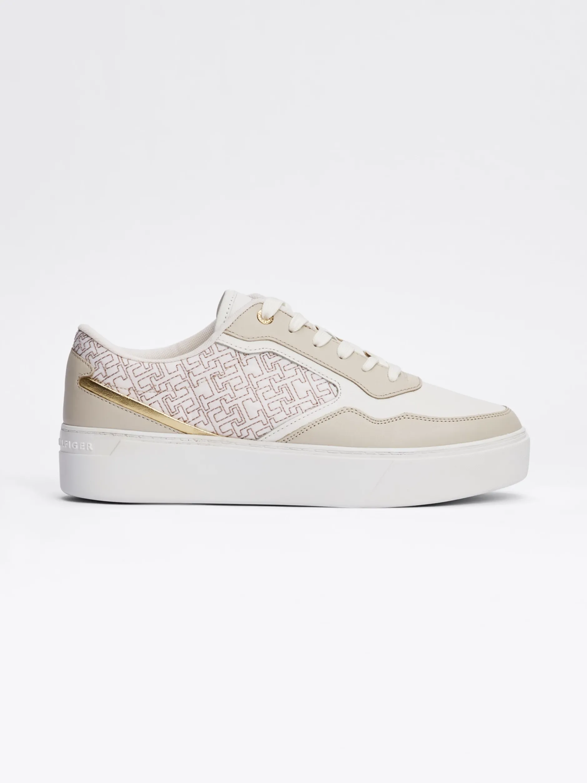 Sneakersy*Tommy Hilfiger Buty Sportowe Na Platformie Z Monogramem TH ECRU/WHITE