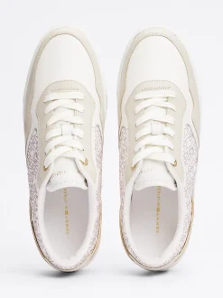 Sneakersy*Tommy Hilfiger Buty Sportowe Na Platformie Z Monogramem TH ECRU/WHITE