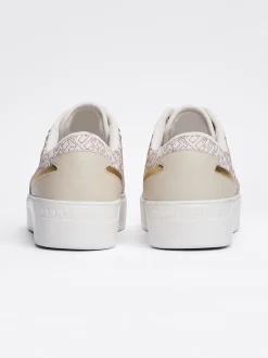 Sneakersy*Tommy Hilfiger Buty Sportowe Na Platformie Z Monogramem TH ECRU/WHITE