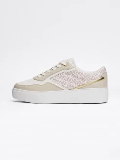 Sneakersy*Tommy Hilfiger Buty Sportowe Na Platformie Z Monogramem TH ECRU/WHITE