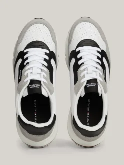 Sneakersy*Tommy Hilfiger Buty Sportowe Z Zamszu O Mieszanej Fakturze WHITE