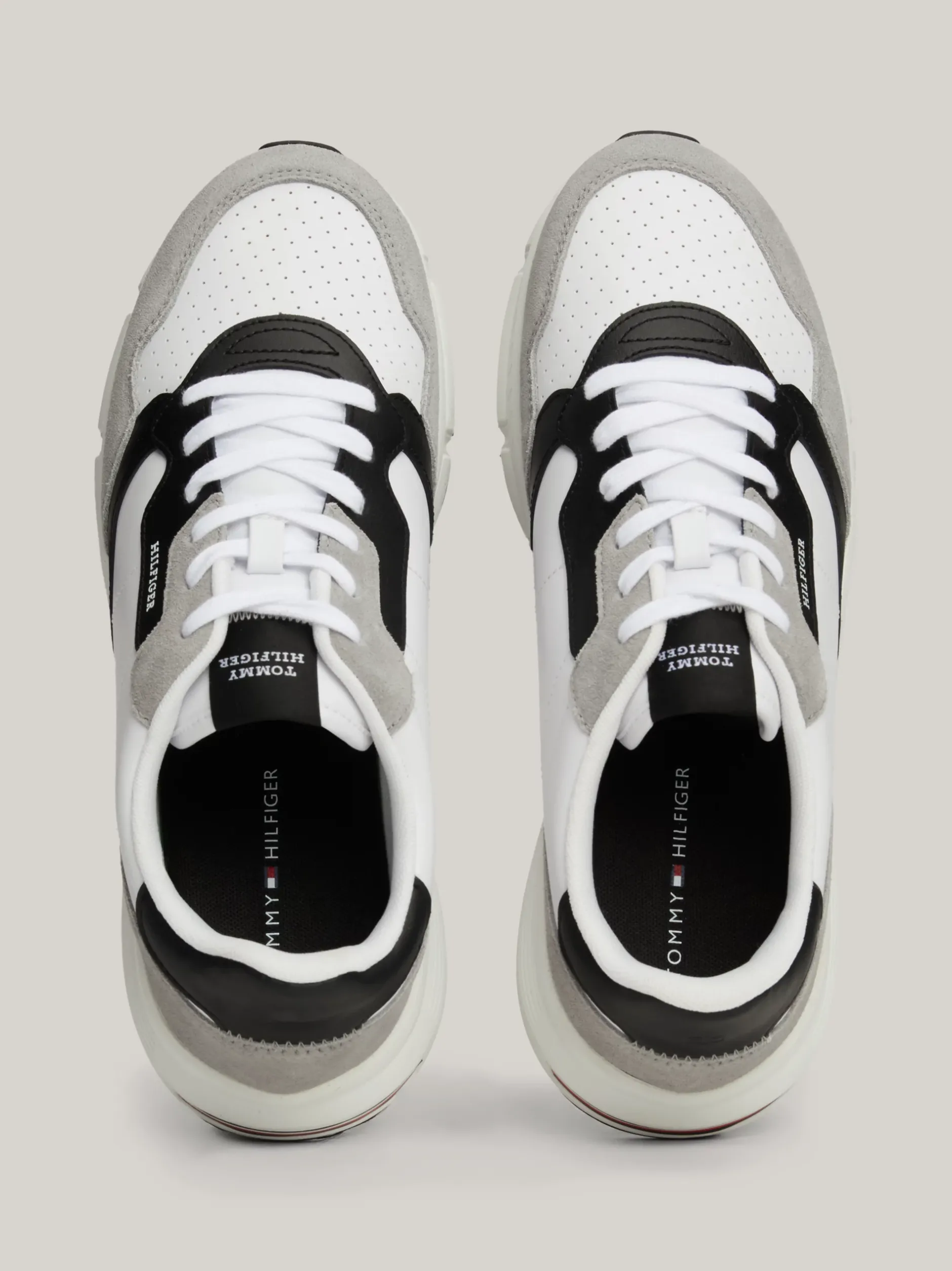 Sneakersy*Tommy Hilfiger Buty Sportowe Z Zamszu O Mieszanej Fakturze WHITE