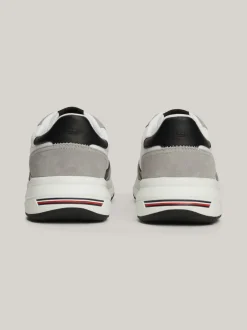 Sneakersy*Tommy Hilfiger Buty Sportowe Z Zamszu O Mieszanej Fakturze WHITE