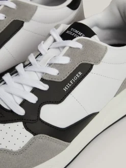 Sneakersy*Tommy Hilfiger Buty Sportowe Z Zamszu O Mieszanej Fakturze WHITE
