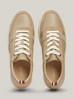 Sneakersy*Tommy Hilfiger Buty Sportowe Ze Skóry Premium Z Logo BEIGE