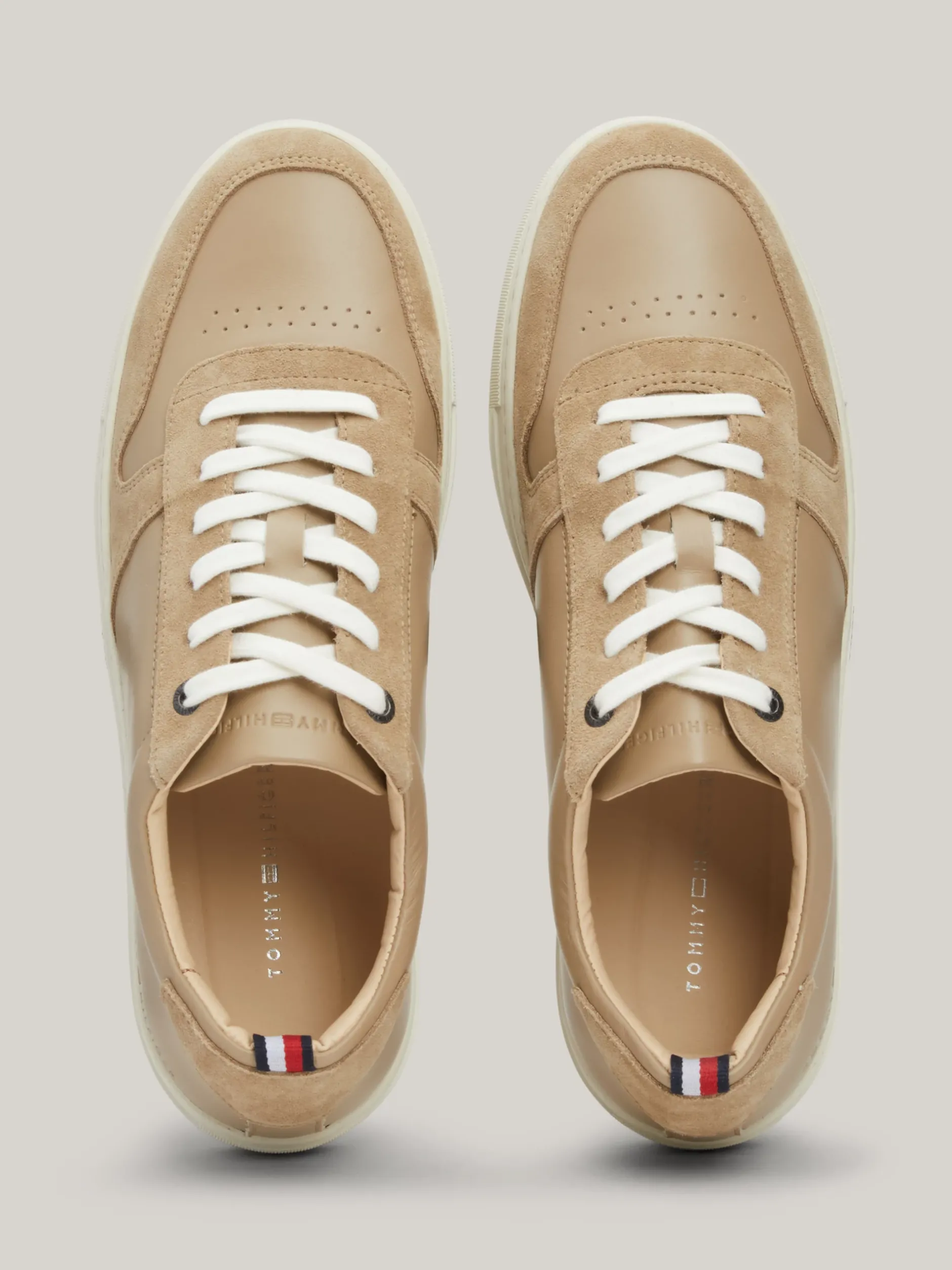 Sneakersy*Tommy Hilfiger Buty Sportowe Ze Skóry Premium Z Logo BEIGE