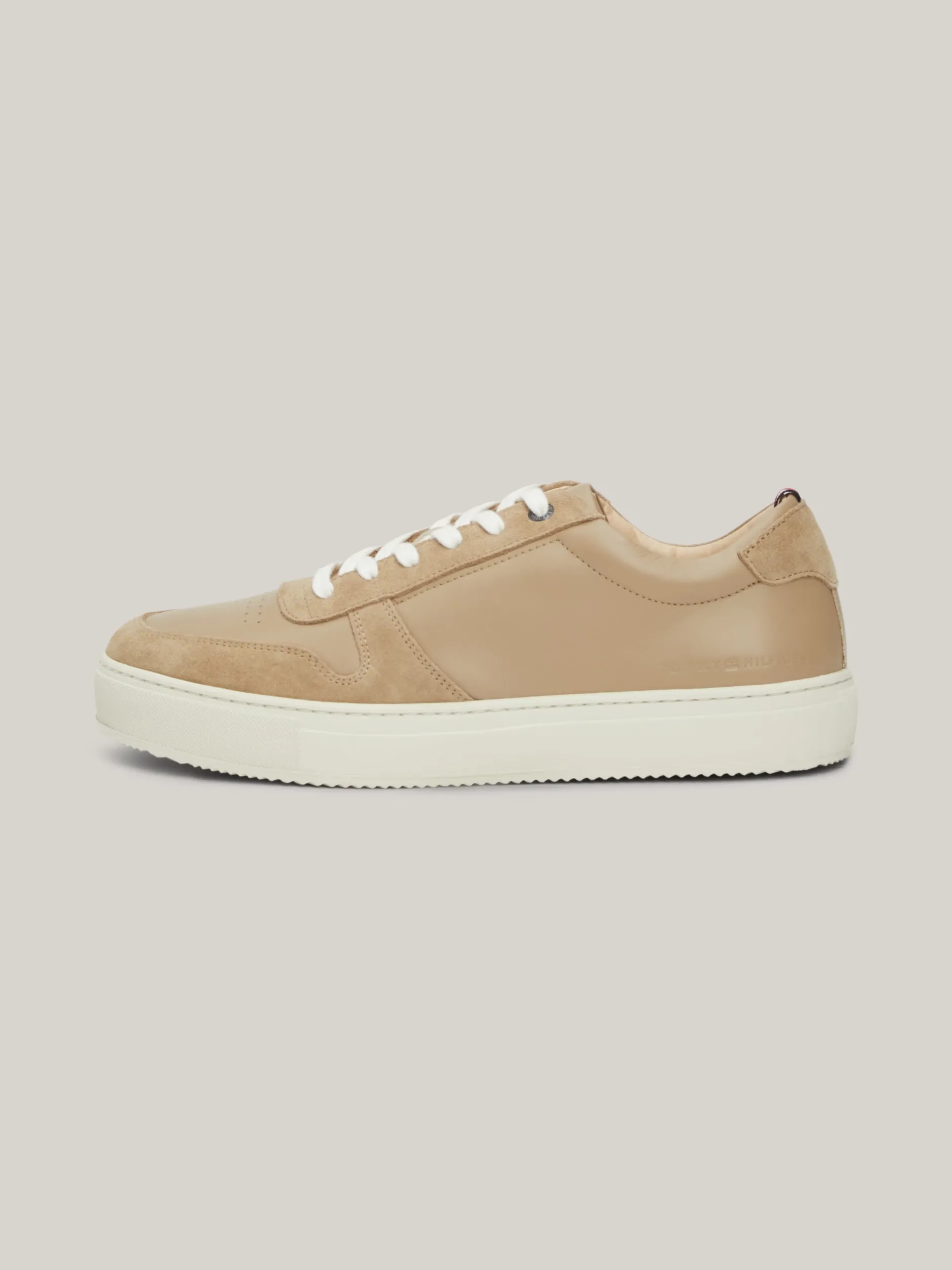 Sneakersy*Tommy Hilfiger Buty Sportowe Ze Skóry Premium Z Logo BEIGE