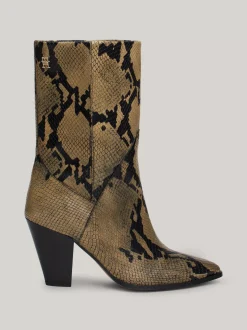 Botki*Tommy Hilfiger Buty Ze Skóry Z Wytłaczanym Wężowym Wzorem NEUTRAL PYTHON