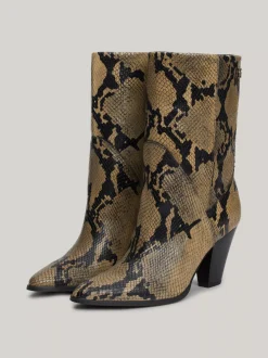 Botki*Tommy Hilfiger Buty Ze Skóry Z Wytłaczanym Wężowym Wzorem NEUTRAL PYTHON