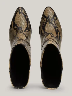 Botki*Tommy Hilfiger Buty Ze Skóry Z Wytłaczanym Wężowym Wzorem NEUTRAL PYTHON