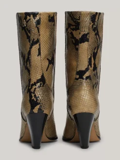 Botki*Tommy Hilfiger Buty Ze Skóry Z Wytłaczanym Wężowym Wzorem NEUTRAL PYTHON
